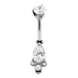 Chirurgischer Stahl Bauchnabelpiercing mit Zirkonia-Tropfen-Cluster