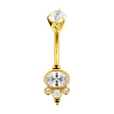 Chirurgischer Stahl Bauchnabelpiercing mit Zirkonia-Ellipsen-Cluster