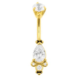 Chirurgischer Stahl Bauchnabelpiercing mit Zirkonia-Tropfen-Cluster