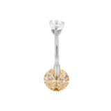 Chirurgenstahl Bauchnabelpiercing mit schwebendem Zirkonia Silber