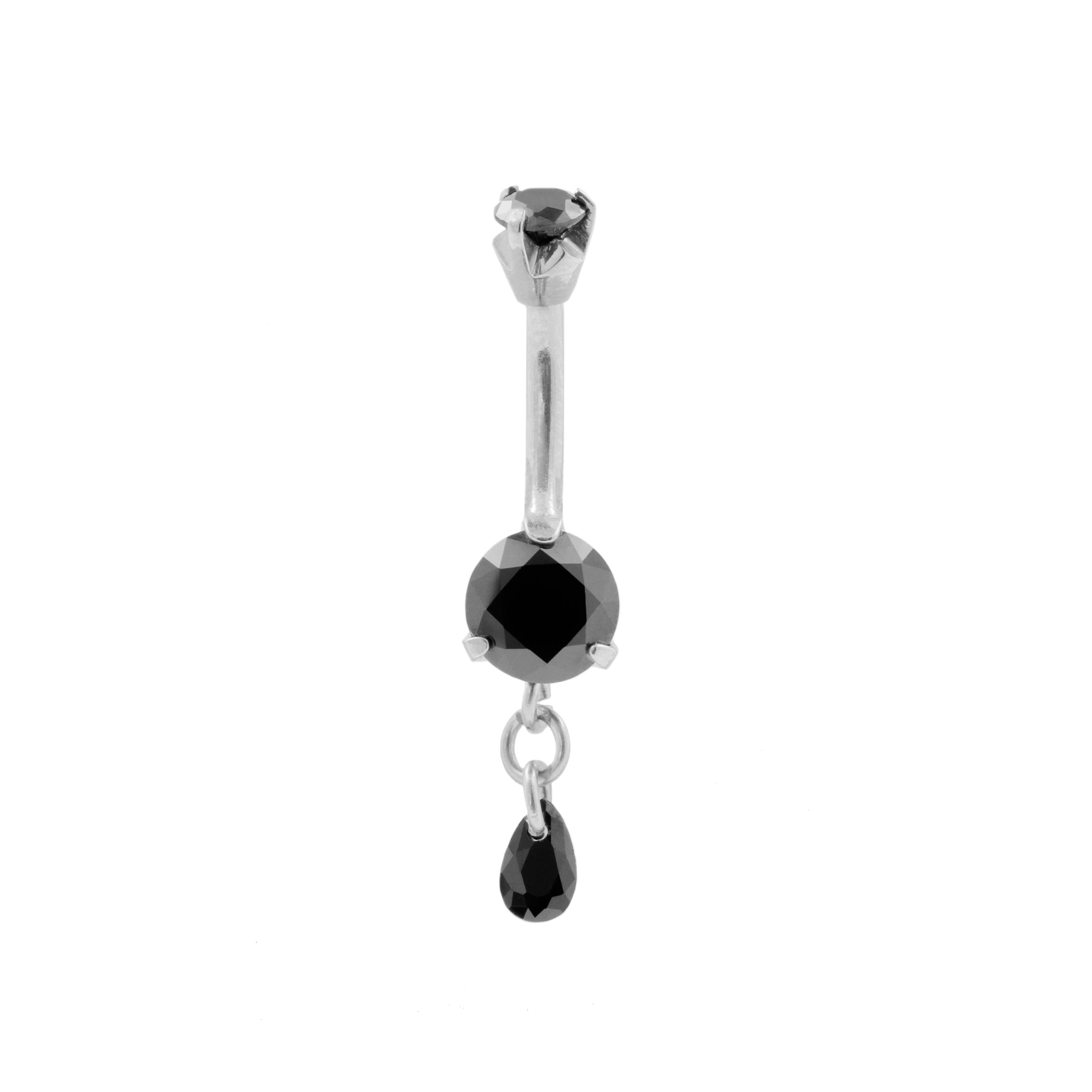 Chirurgisch Stalen Zirkonia Navelpiercing Met Enkel Hangertje Zilver