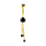 Chirurgenstahl Zirkonia Bauchnabelpiercing mit doppeltem Anhänger Gold