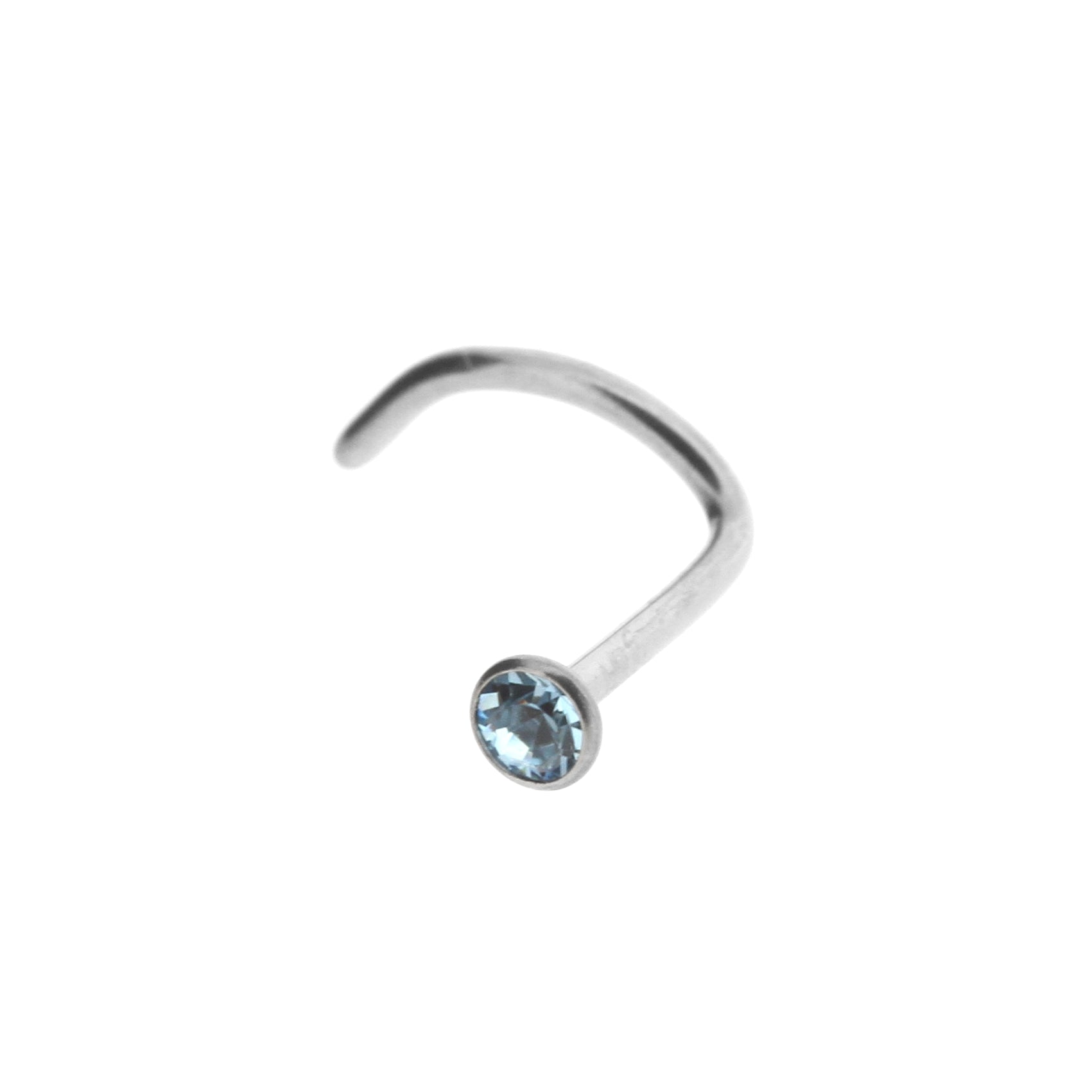 Titanium Neuspiercing Met Kristal Aquamarine