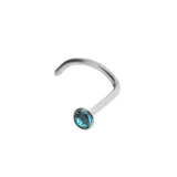 Titanium Nasenpiercing mit Kristall Blue Zircon