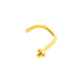 Titanium Nasenpiercing mit drei goldenen Punkten