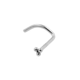 Titanium Nasenpiercing Triple Dots Silber