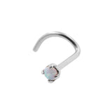 Chirurgenstahl Nasenpiercing mit Opal in Fassung Weißer Opal