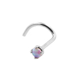 Chirurgischer Stahl Nasenpiercing mit Opal in Fassung Pink Opal