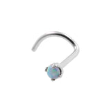 Chirurgischer Stahl Nasenpiercing mit Opal-Fassung Light Green Opal