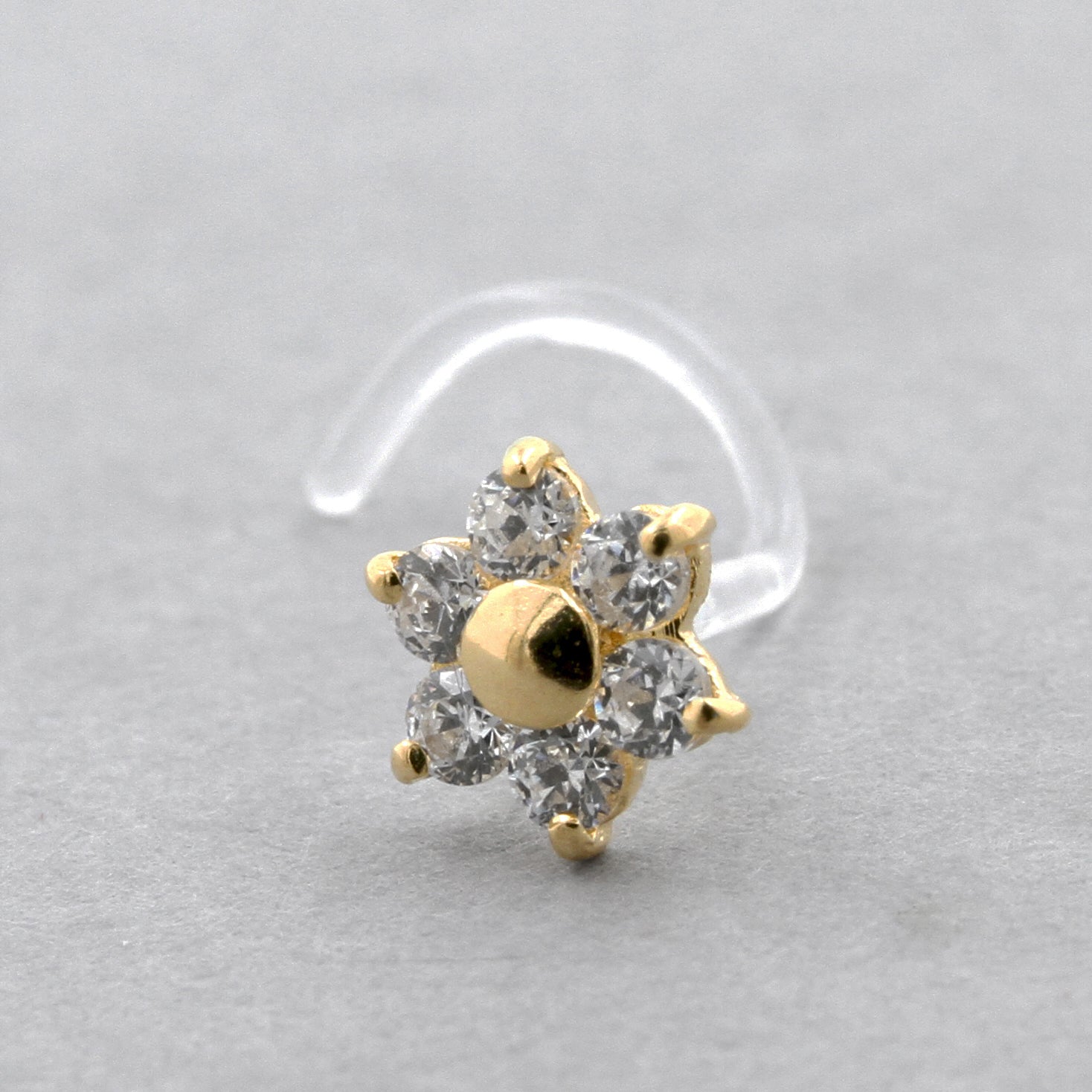 Bioplast Neuspiercing - Gouden Zirkonia Bloem