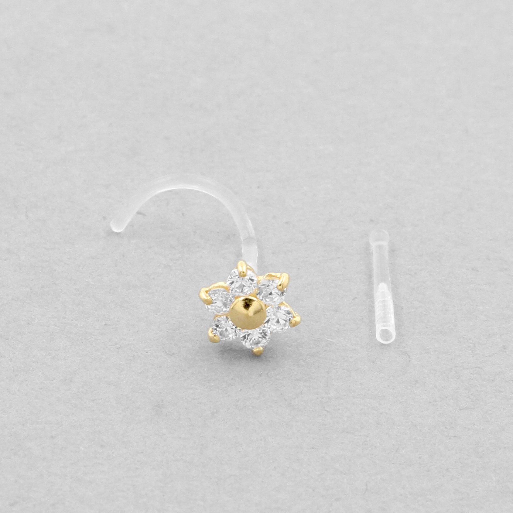 Bioplast Neuspiercing - Gouden Zirkonia Bloem