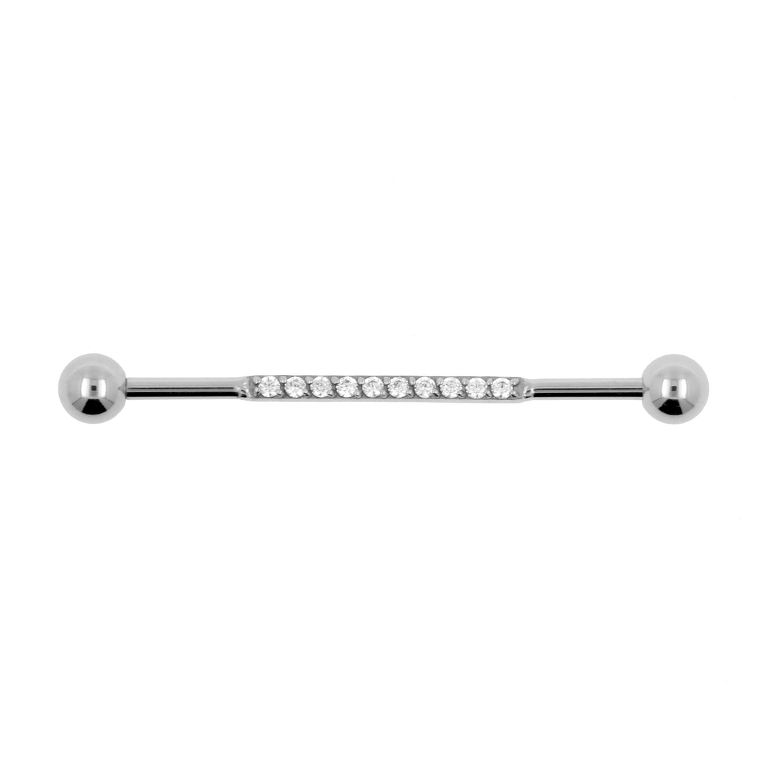 Chirurgisch Stalen Industrial Barbell Met Zirkonia Zilver