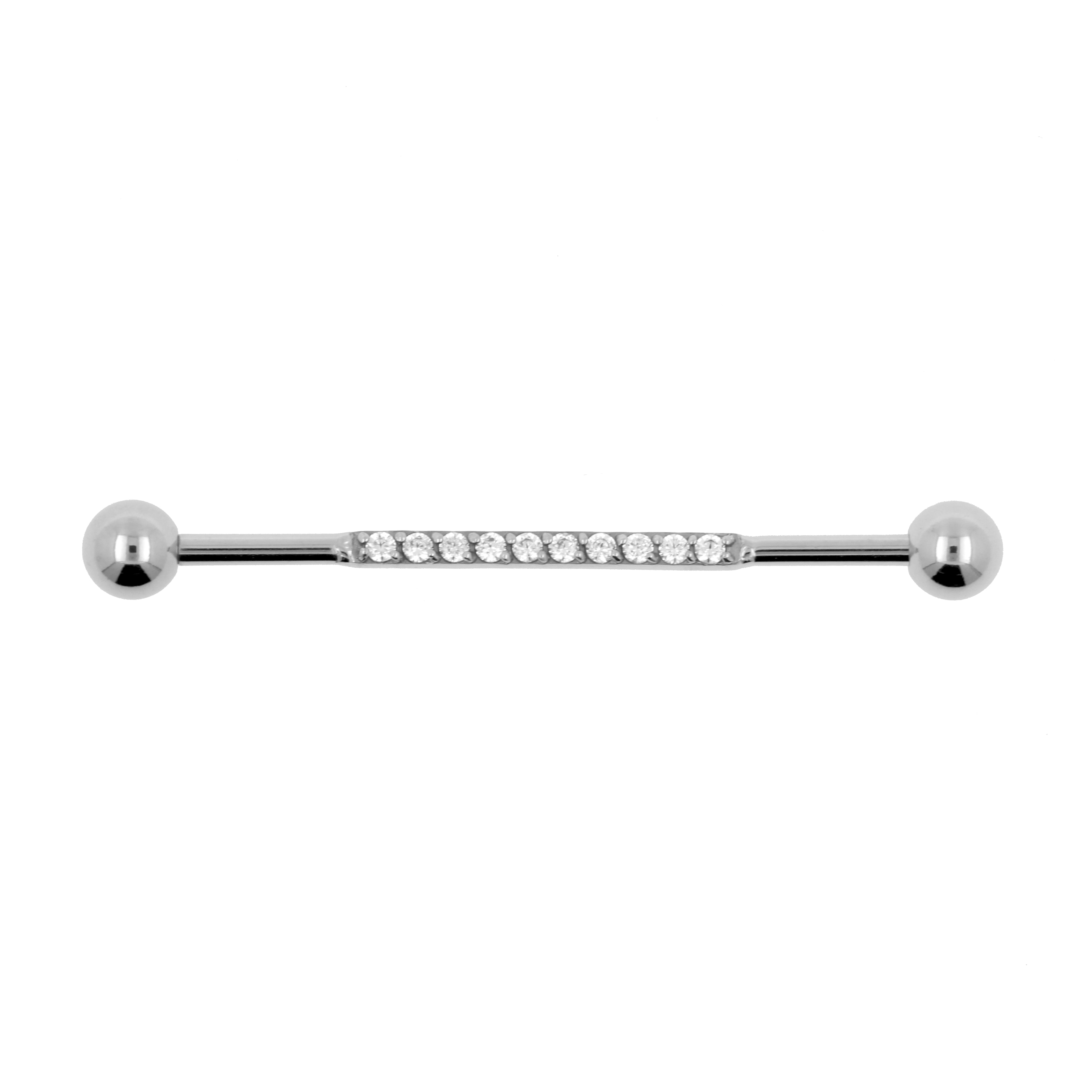 Chirurgisch Stalen Industrial Barbell Met Zirkonia Zilver