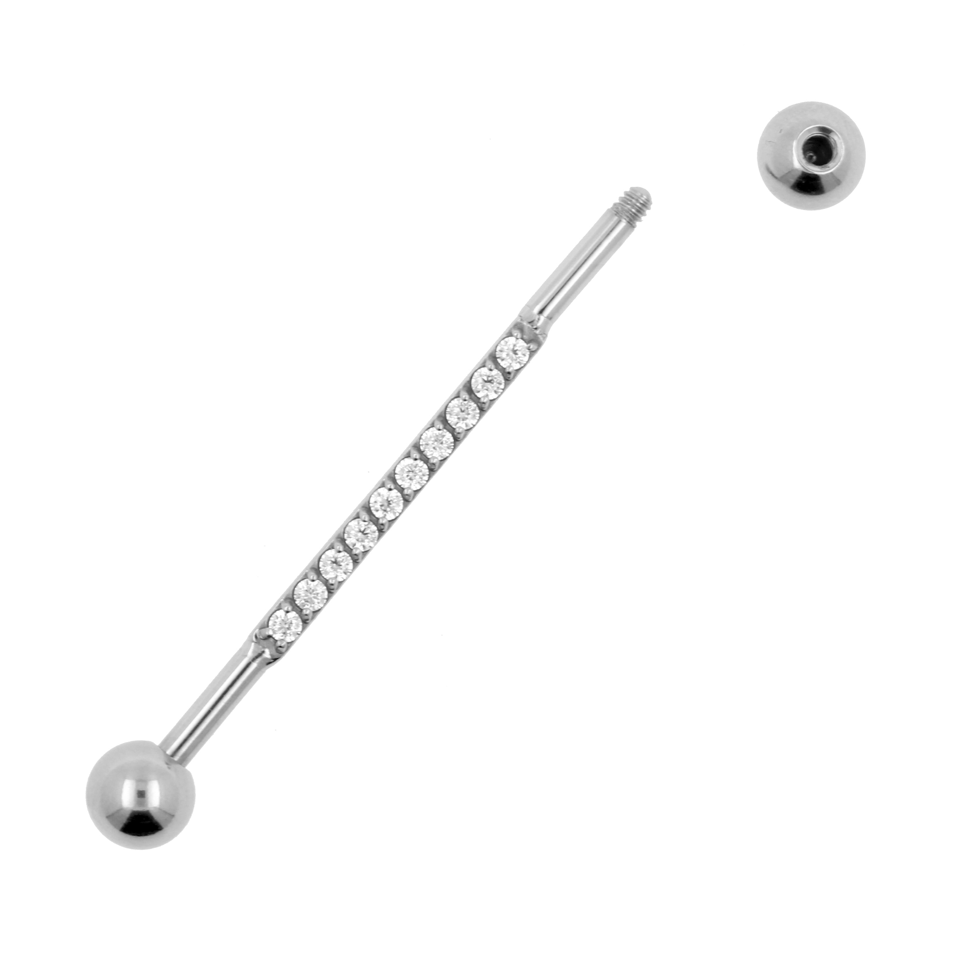 Chirurgisch Stalen Industrial Barbell Met Zirkonia Zilver