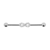 Chirurgischer Stahl Industrial Barbell mit Zirkonia - Infinity Silber