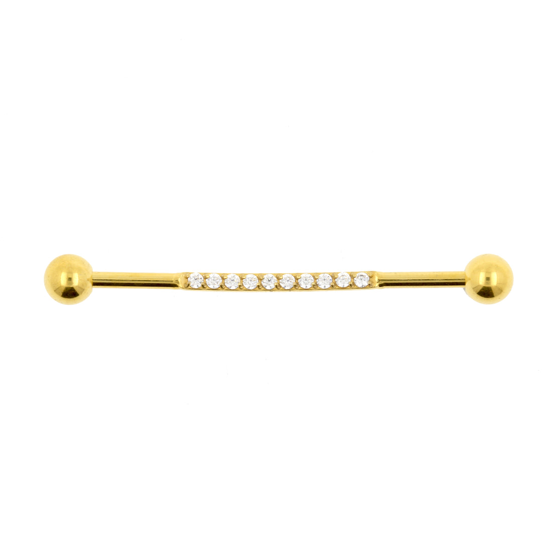 Chirurgisch Stalen Industrial Barbell Met Zirkonia Goud