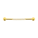 Chirurgischer Stahl Industrial Barbell mit Zirkonia Gold