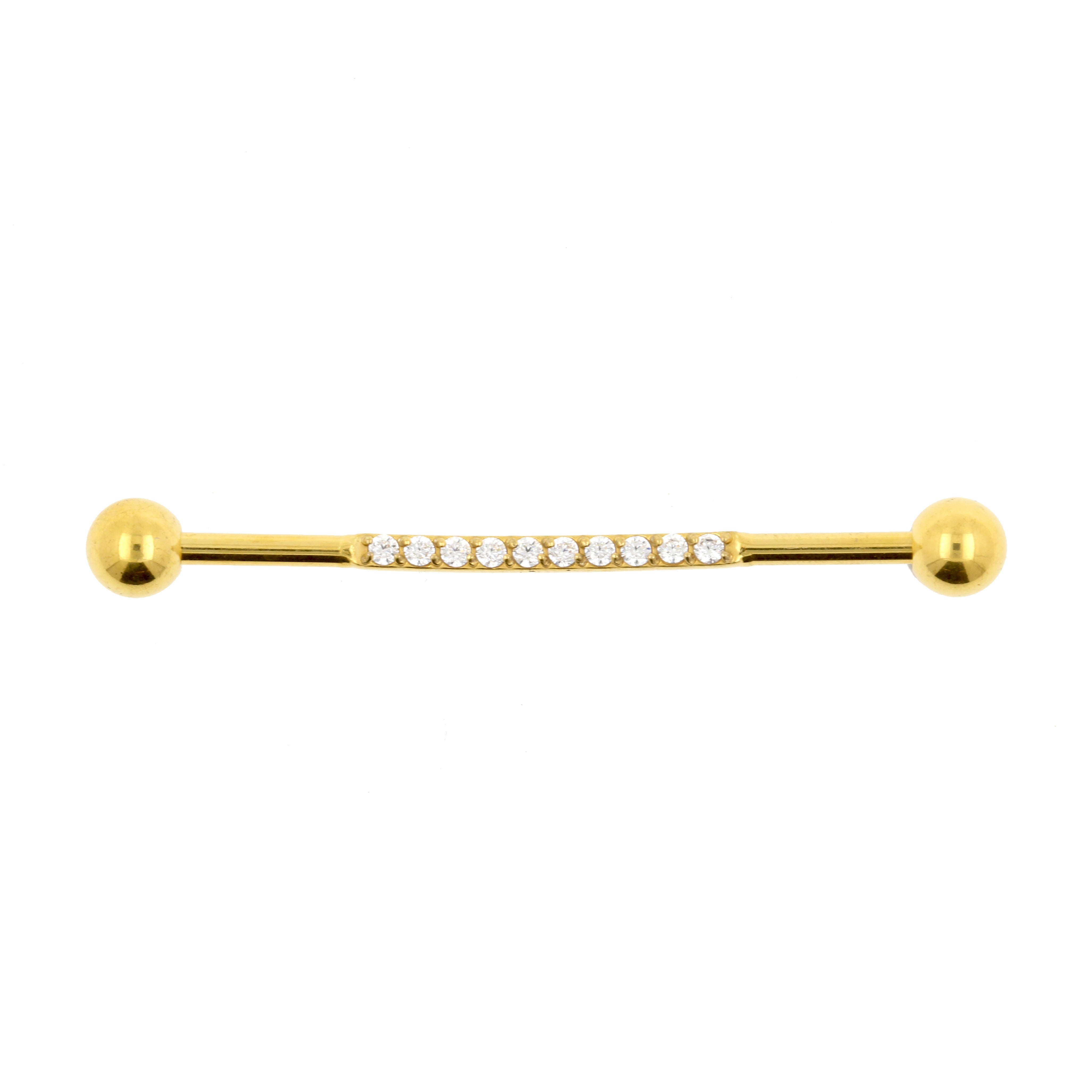 Chirurgisch Stalen Industrial Barbell Met Zirkonia Goud