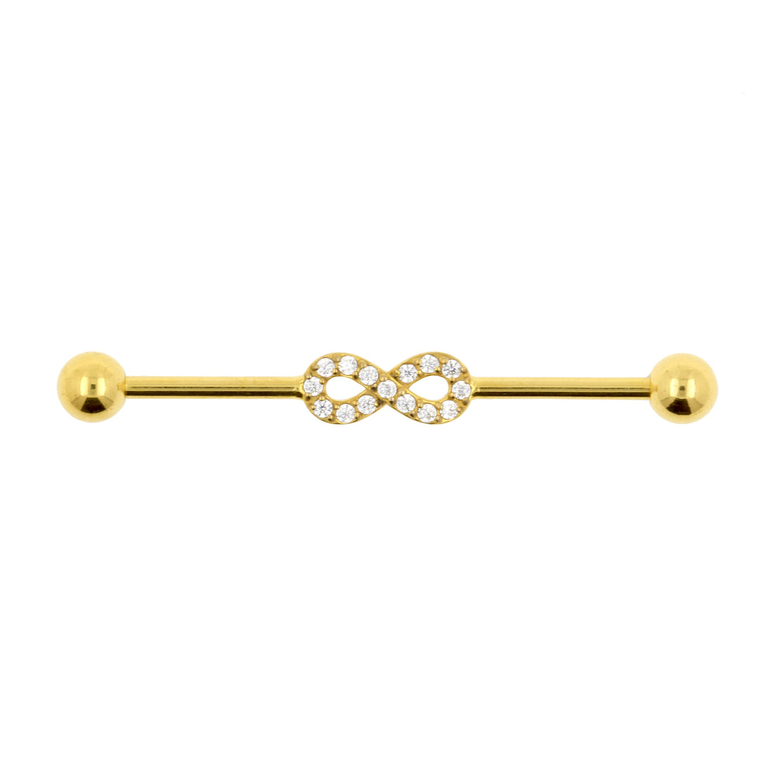 Chirurgisch Stalen Industrial Barbell Met Zirkonia - Infinity Goud