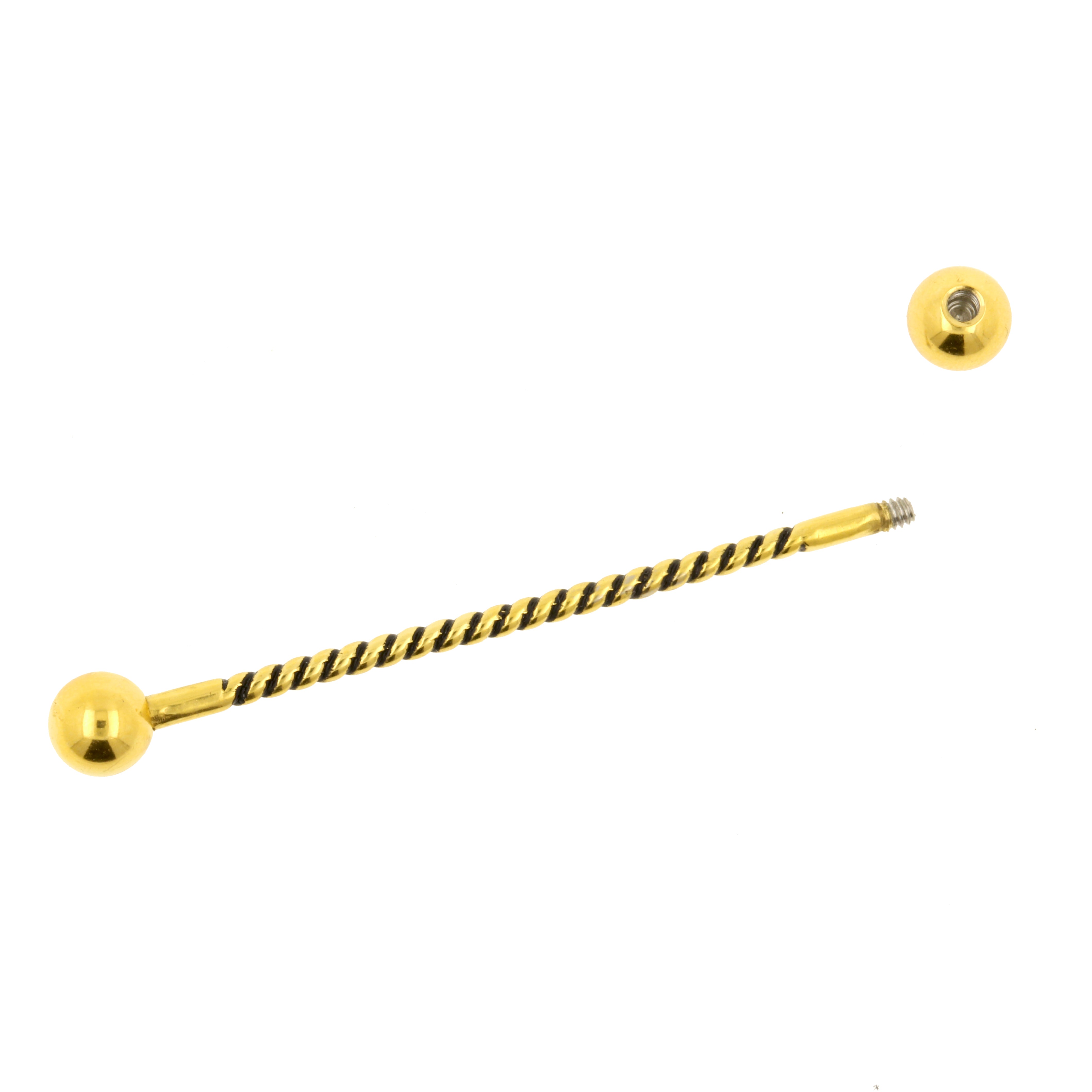 Chirurgisch Stalen Industrial Barbell - Twisted Wire Goud