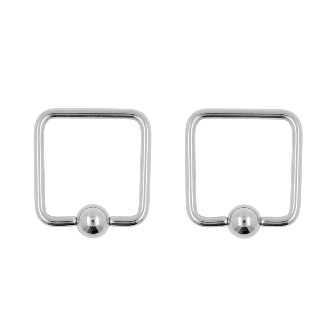 Chirurgisch Staal Ball Closure Ring - Vierkant met Bal Zilver