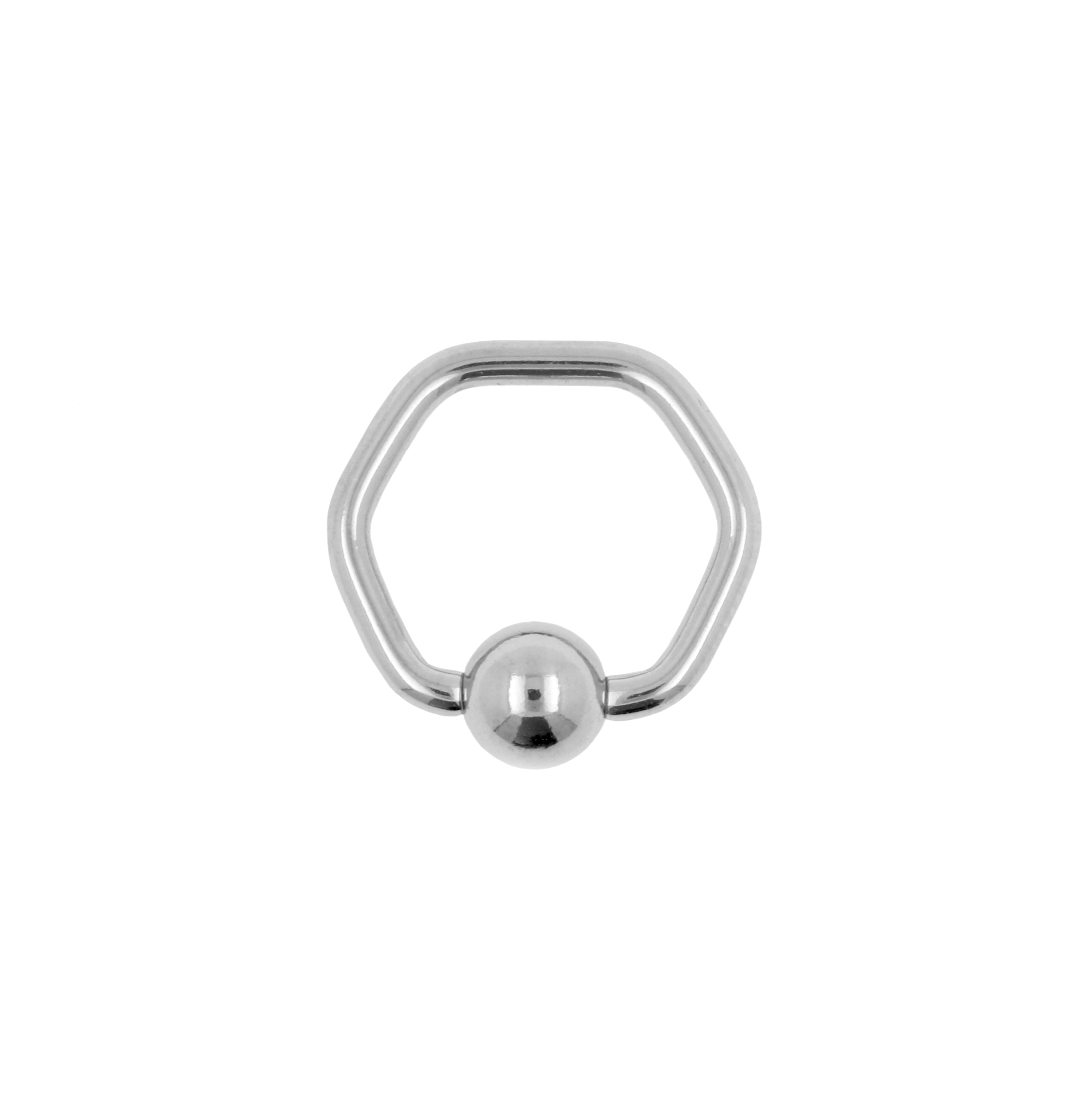 Chirurgisch Staal Ball Closure Ring - Hexagon met Bal Zilver