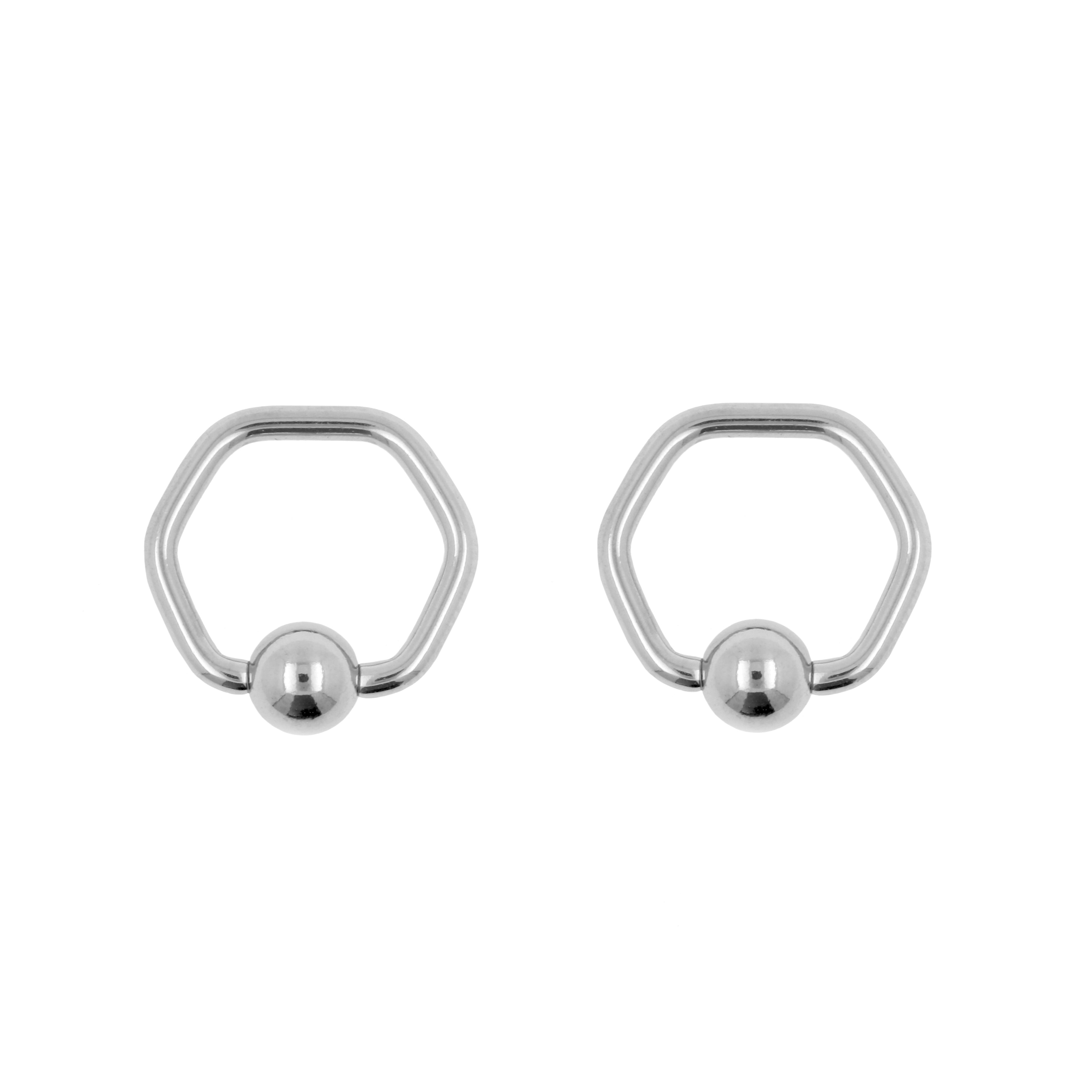Chirurgisch Staal Ball Closure Ring - Hexagon met Bal Zilver