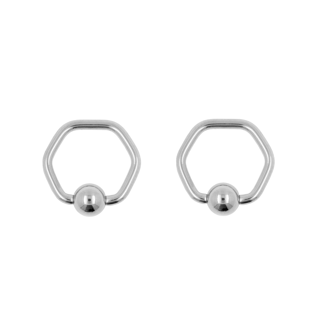 Surgical Steel Ball Closure Ring - Hexagon with Ball Silver