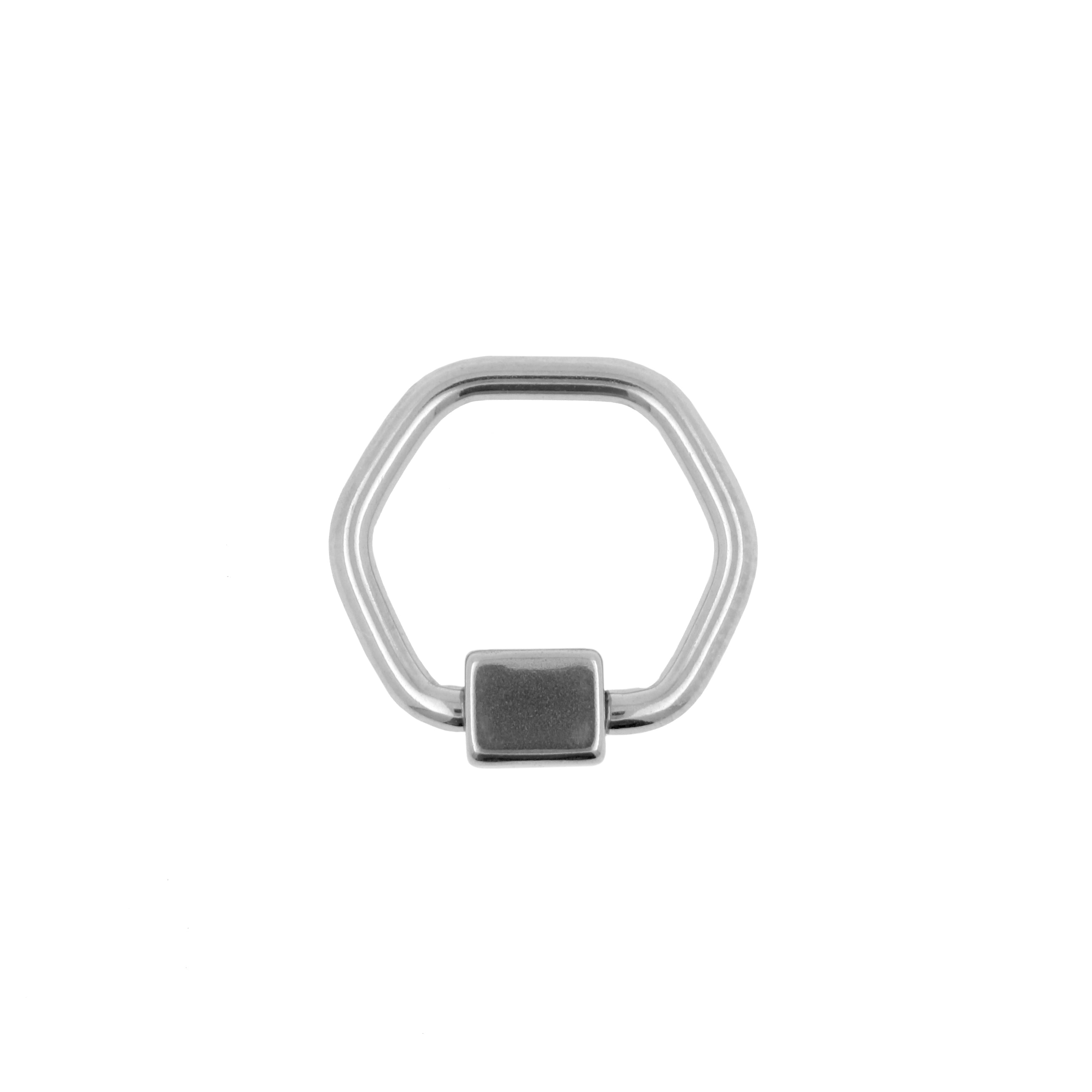 Chirurgisch Staal Ball Closure Ring - Hexagon met Kubus Zilver
