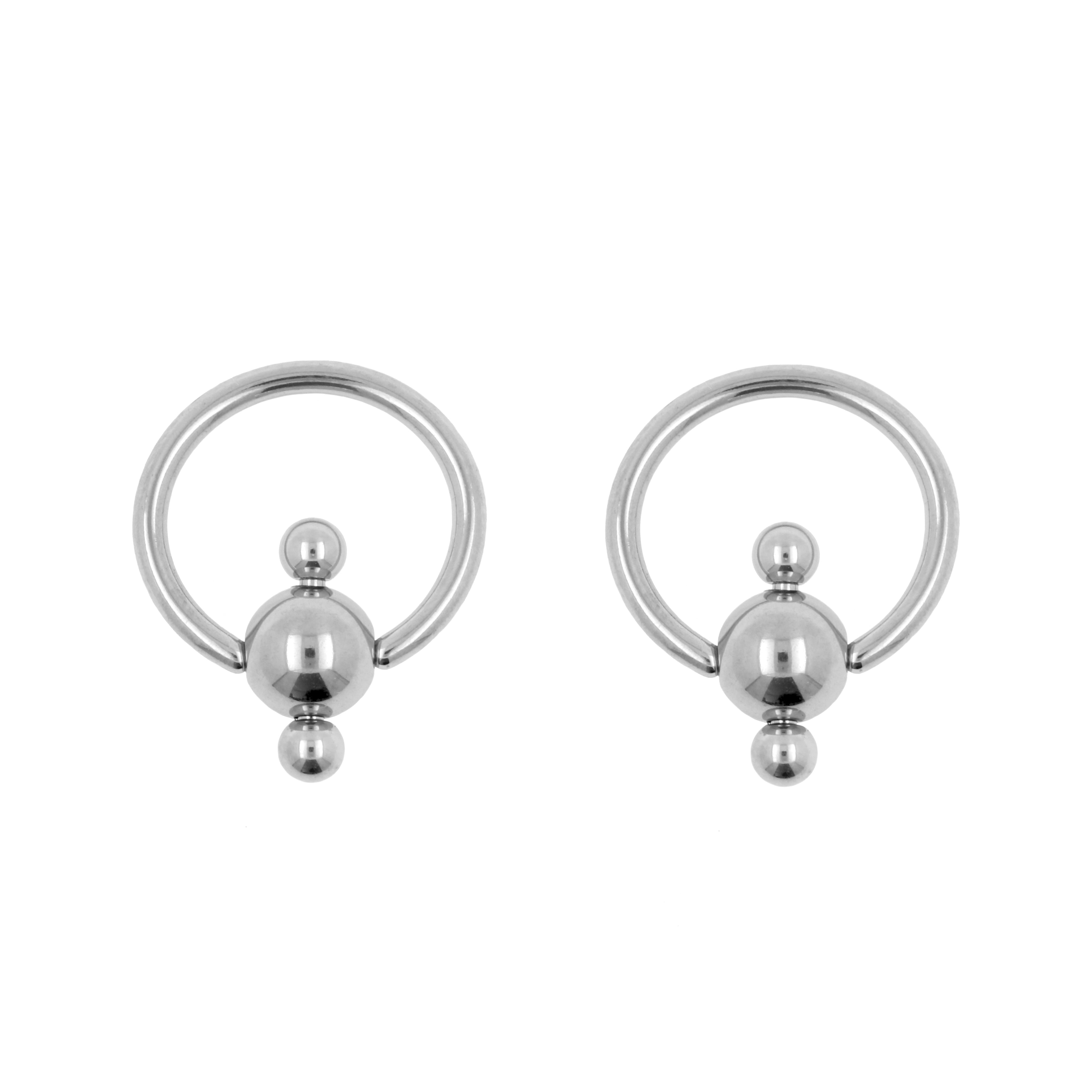 Chirurgisch Staal Ball Closure Ring - Triple Ball Zilver
