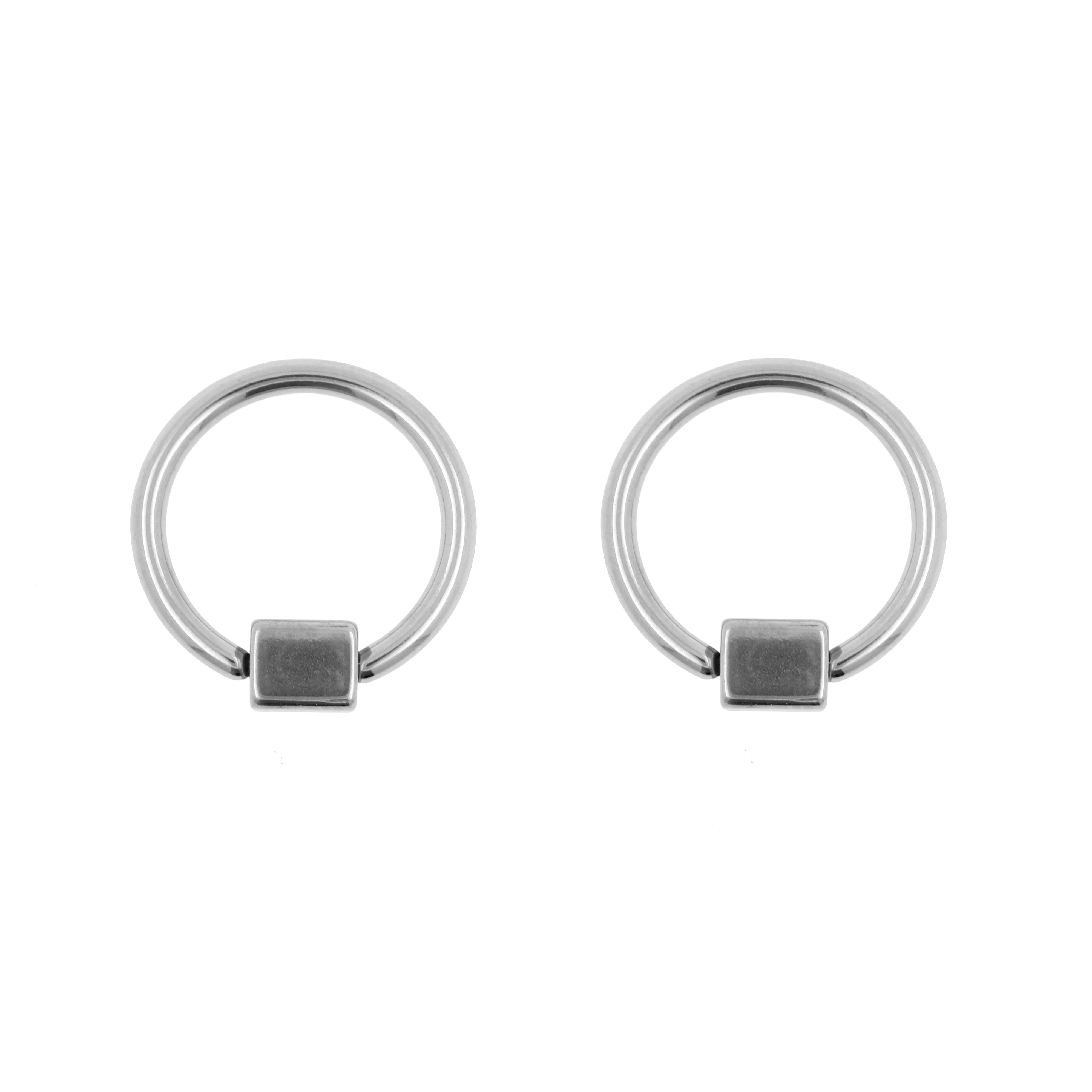 Chirurgisch Staal Ball Closure Ring - Met Kubus Zilver