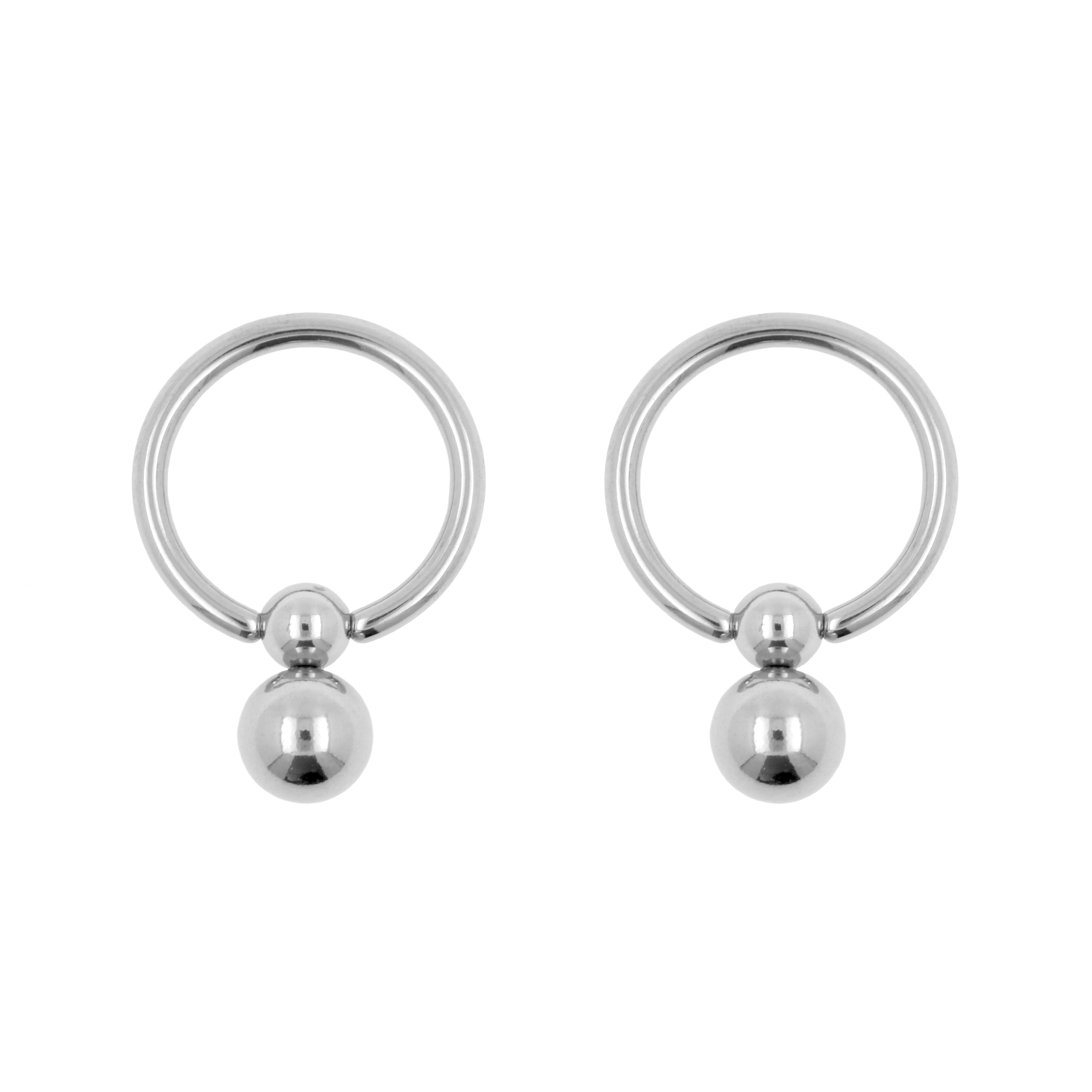 Chirurgisch Staal Ball Closure Ring - Met Twee Balletjes Zilver