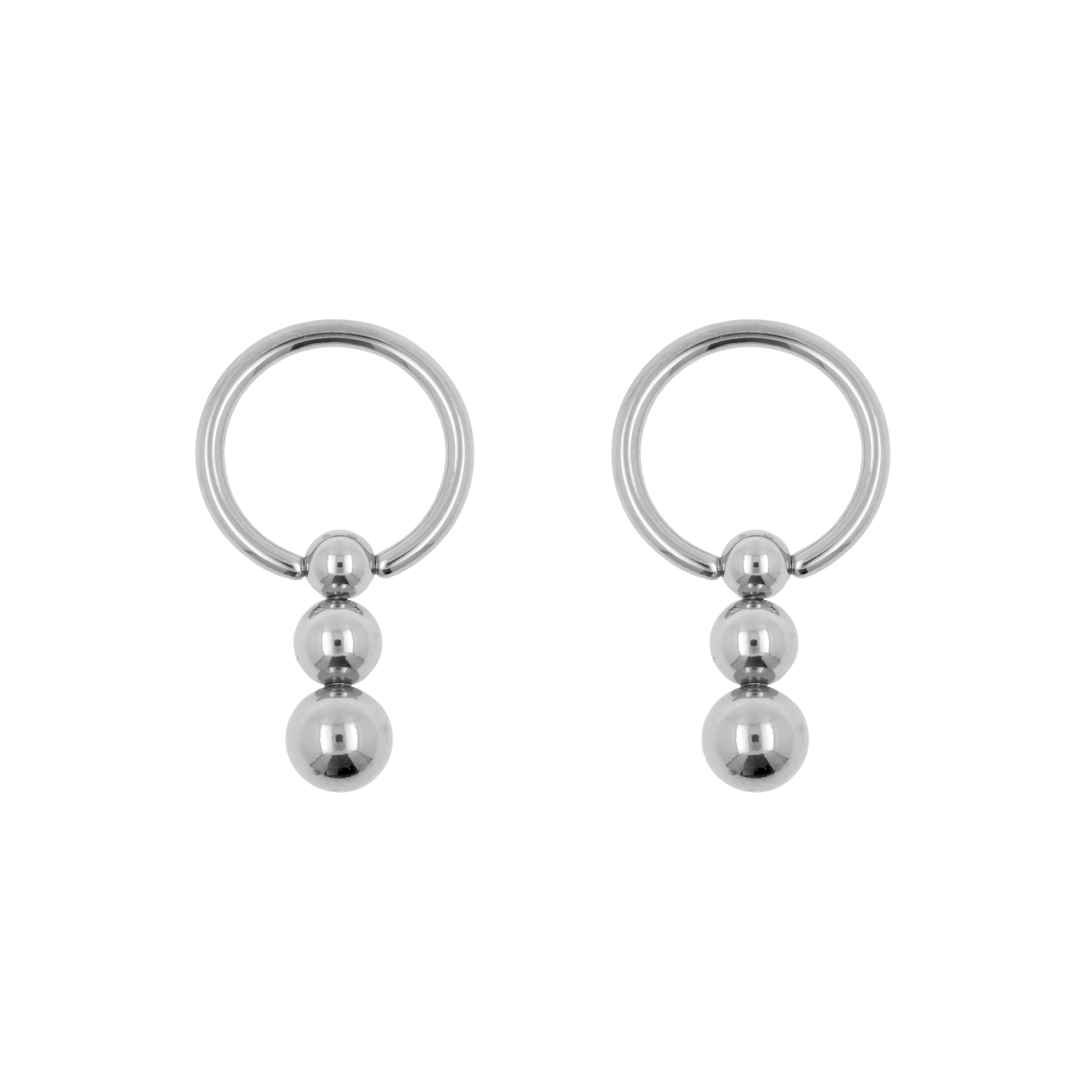 Chirurgisch Staal Ball Closure Ring - Met Drie Balletjes Zilver