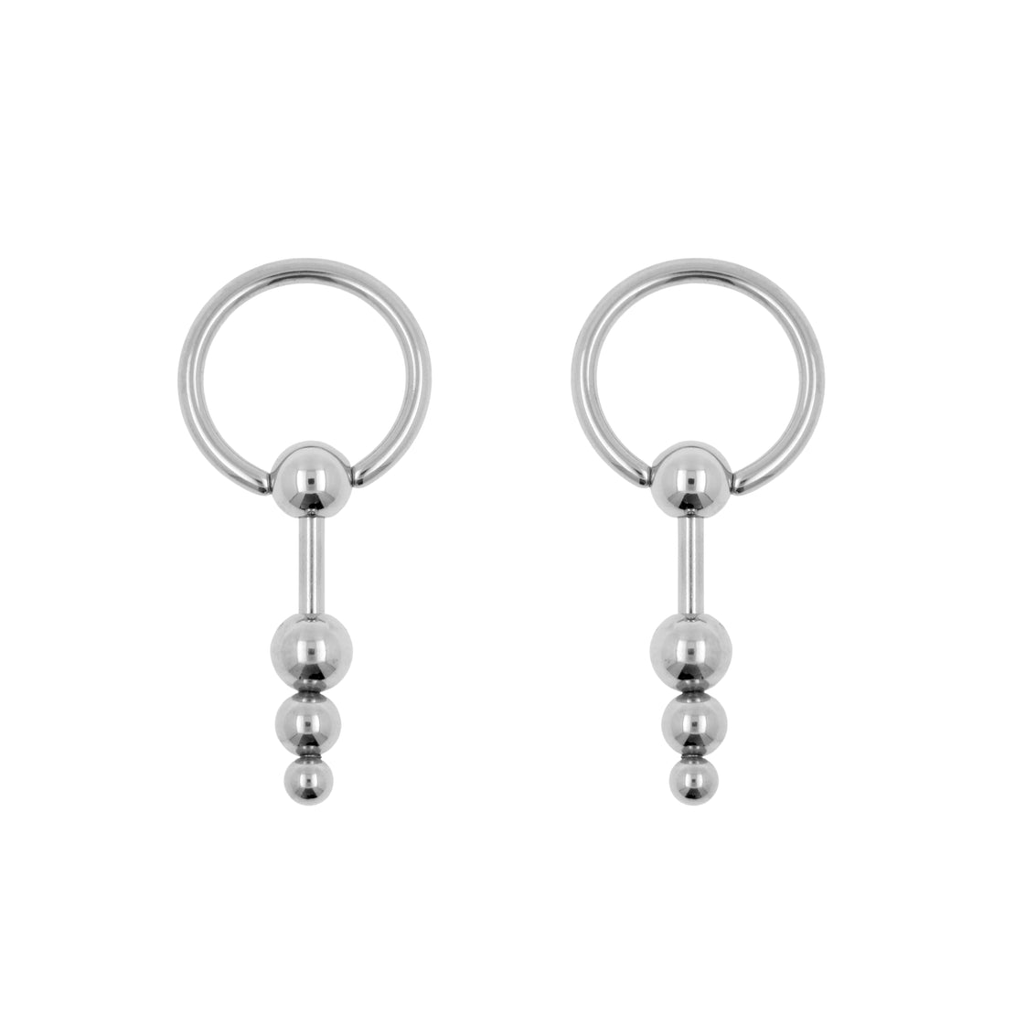 Surgical Steel Ball Closure Ring - Barbell 3 Balls Silver