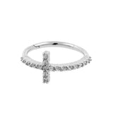 Chirurgischer Stahl Conch Clicker – Zirkonia Kreuz Silber