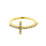 Chirurgischer Stahl Conch Clicker – Zirkonia Kreuz Gold