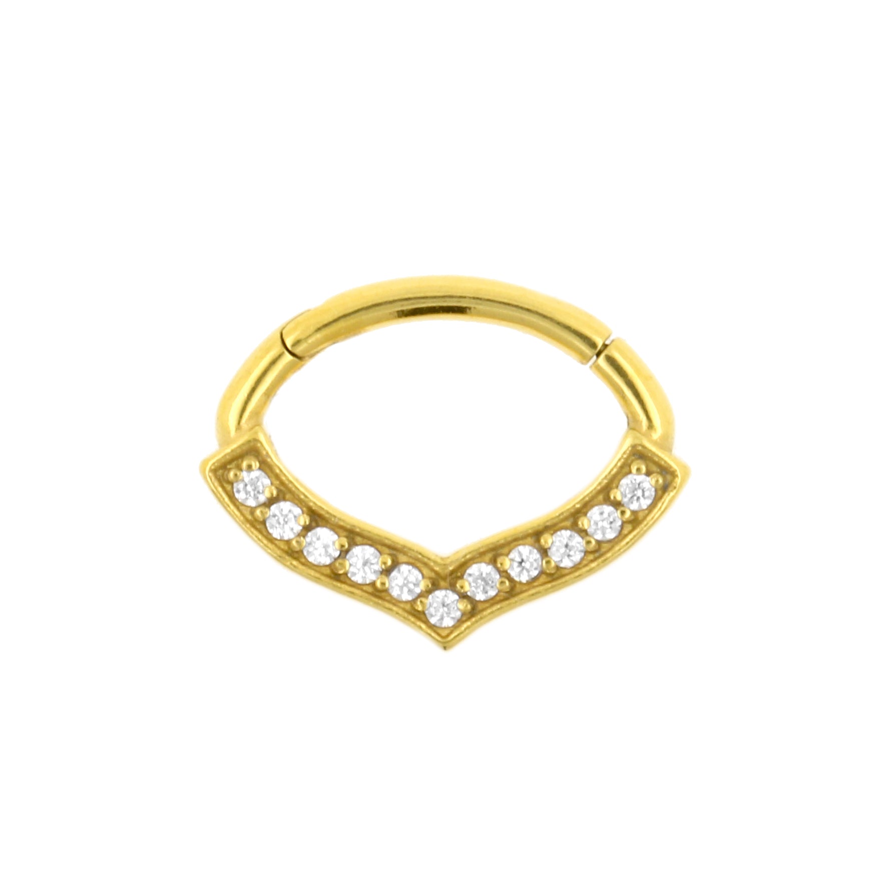 Surgical Steel Daith Clicker - Zirconia Drop Gold