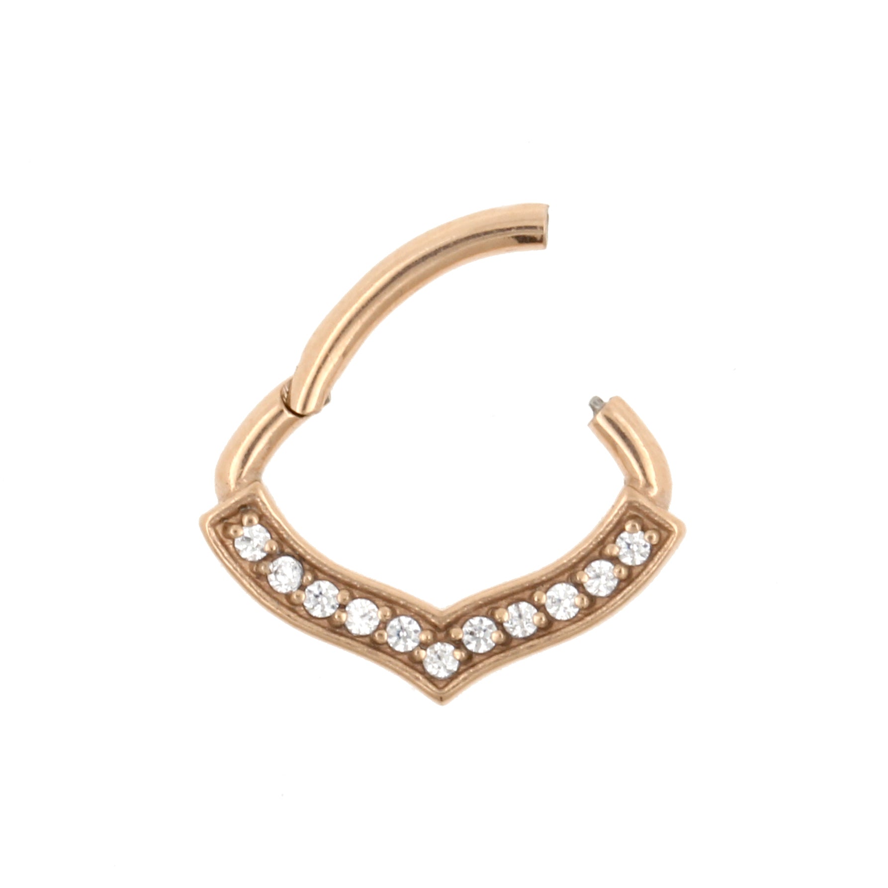 Chirurgisch Stalen Daith Clicker - Zirkonia Drop Rose Goud