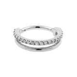 Chirurgischer Stahl Double Conch Clicker – Zirkonia Silber