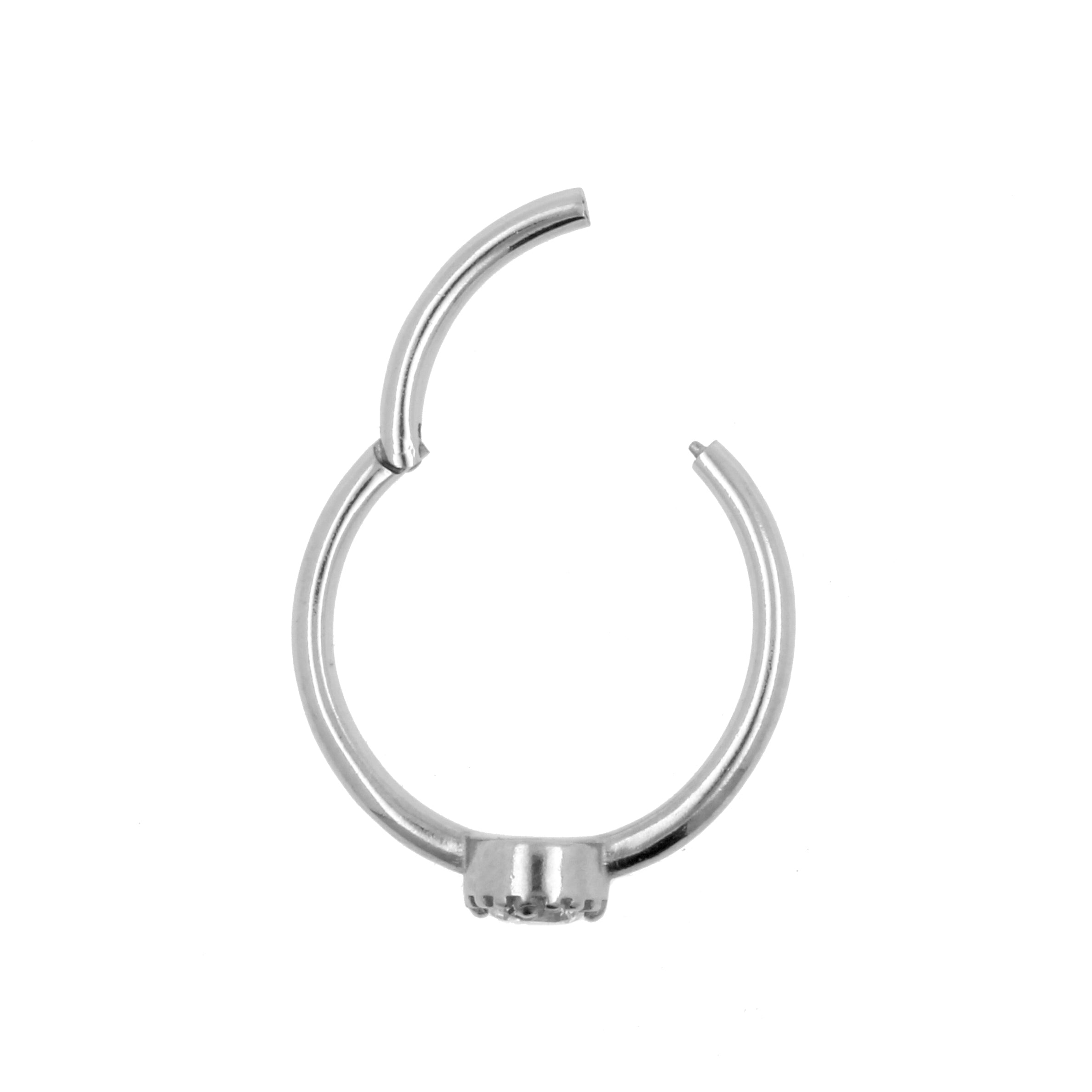 Chirurgisch Stalen Conch Clicker - Gezet Met Ronde Zirkonia Zilver