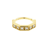 Nickelfreier Stahl Octagon Click Ring mit Zirkonia besetzt Gold