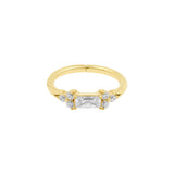 Nickelfreier Stahl-Click-Ring mit Zirkonia-Baguette Gold