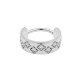 Nickelfreier Stahl-Flach-Click-Ring mit eingefassten Zirkonia Silber