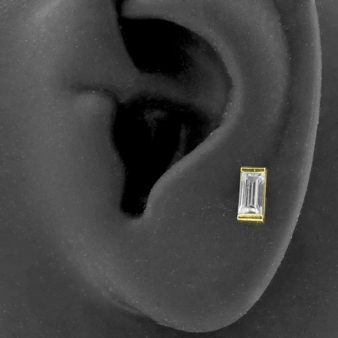 Chirurgisch Stalen Tragus Barbell - Zirkonia Rectangle 5mm Goud