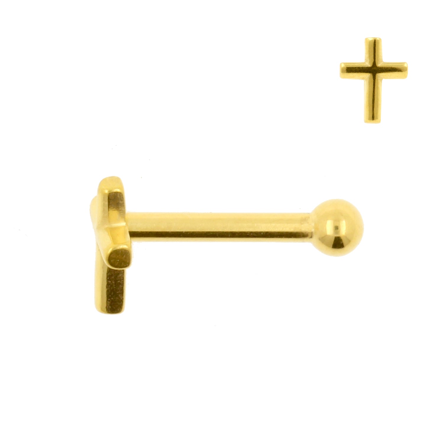 Chirurgisch Stalen Tragus Barbell - Cross Goud