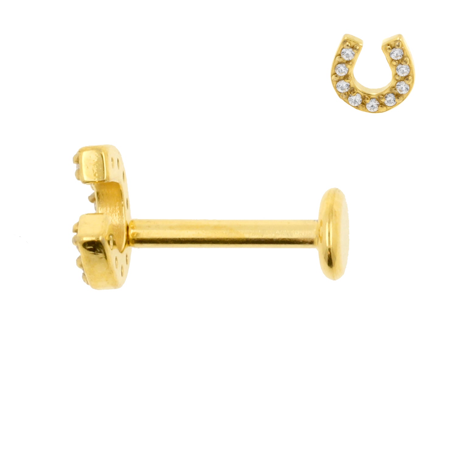 Chirurgisch Stalen Zirkonia Labret Stud - Hoefijzer Goud