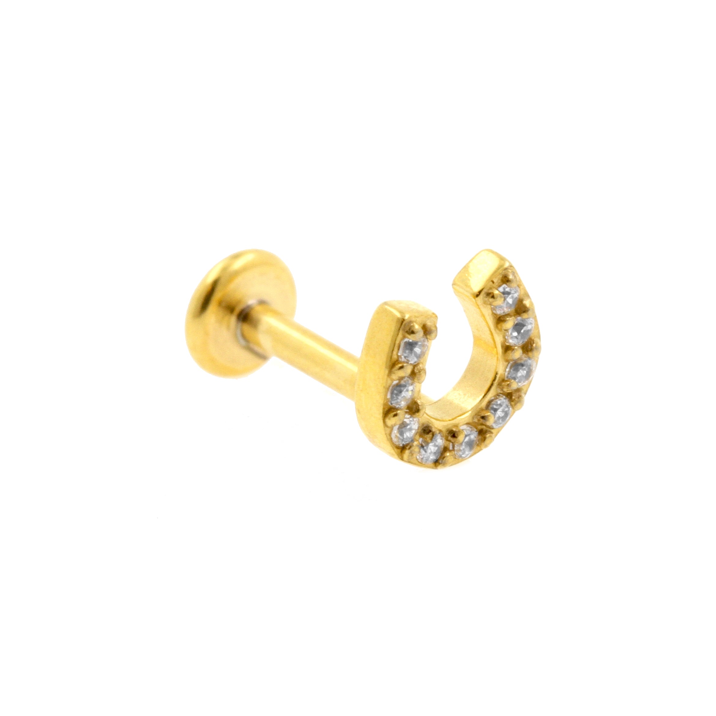 Chirurgisch Stalen Zirkonia Labret Stud - Hoefijzer Goud