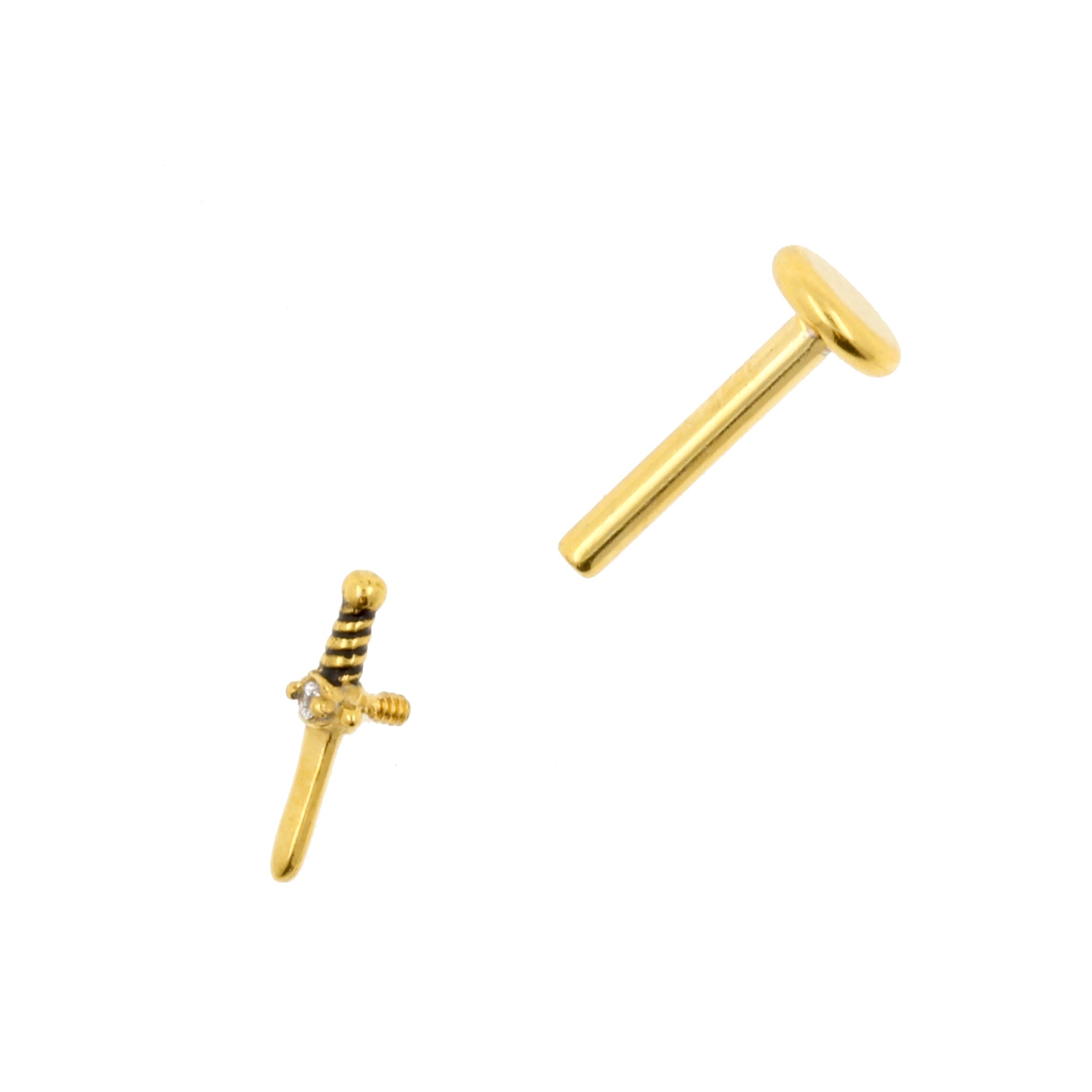 Chirurgisch Stalen Zirkonia Labret Stud - Dolk Goud