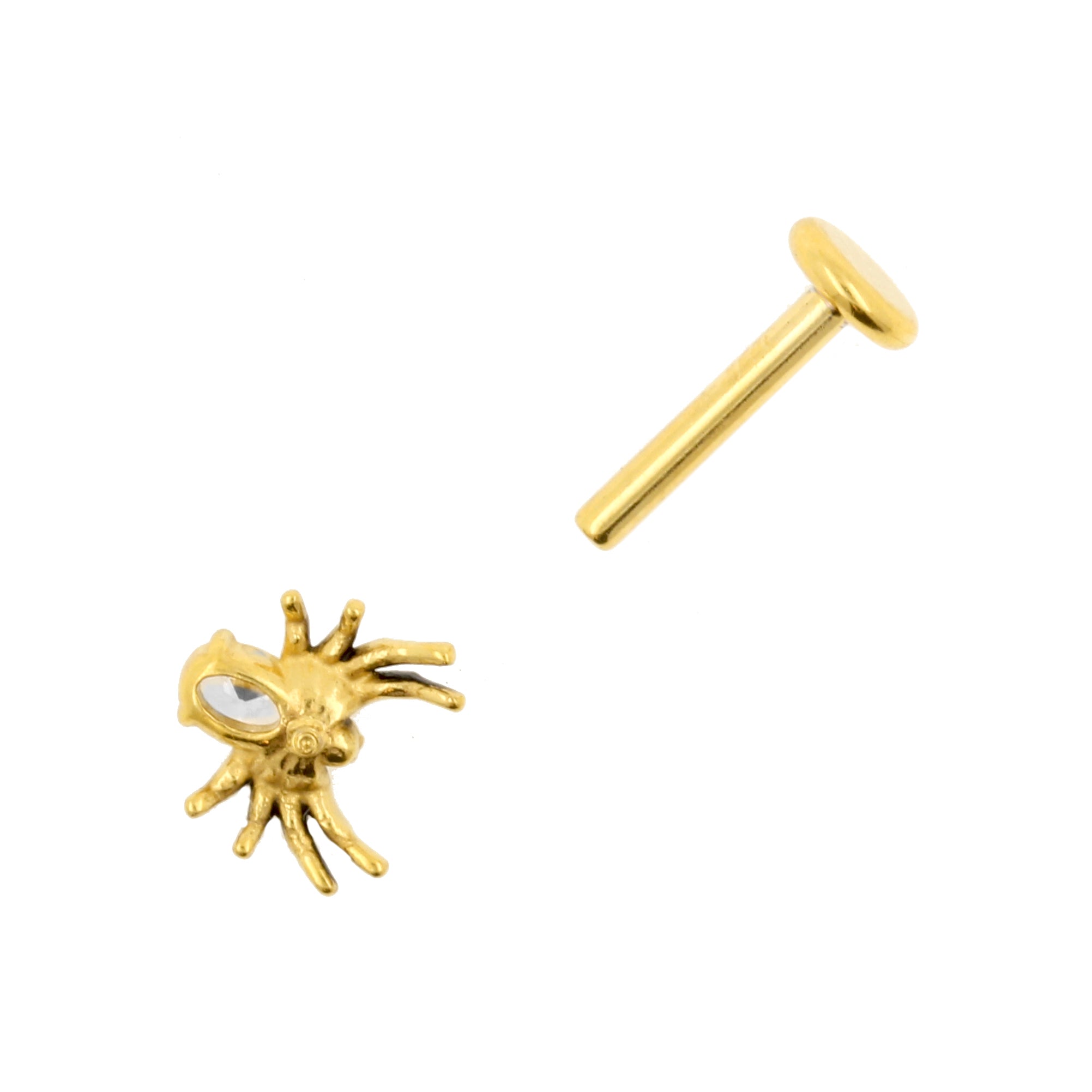 Chirurgisch Stalen Zirkonia Labret Stud - Spin Goud
