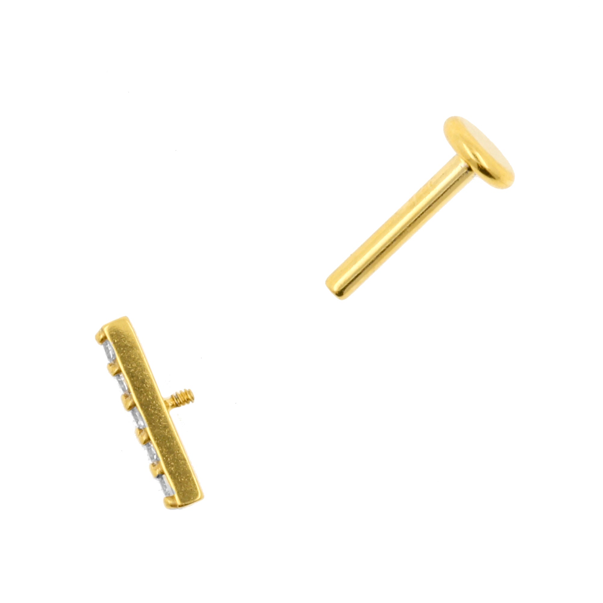 Chirurgisch Stalen Zirkonia Labret Stud - 5 Stenentjes Goud